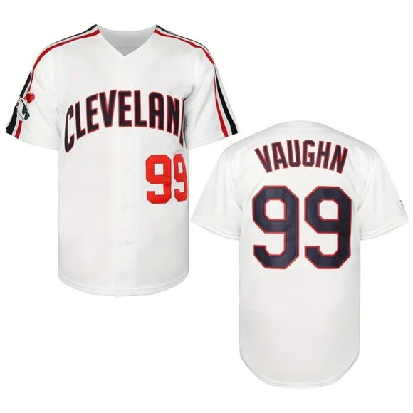 Cleveland Indians Rick Vaughn #99 Major League Movie Jersey White Men's - Picture 1 of 7